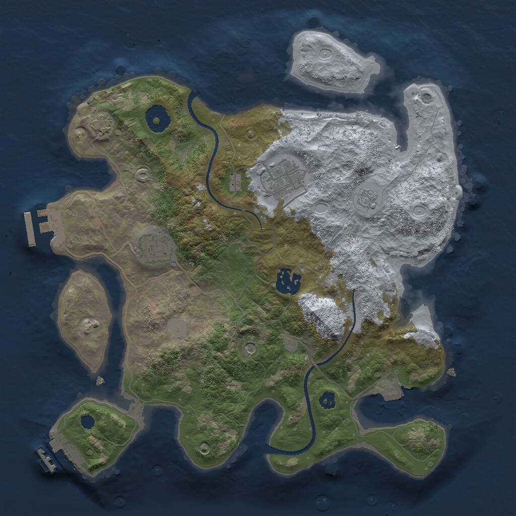 Rust Map: Procedural Map, Size: 3000, Seed: 523123553, 9 Monuments