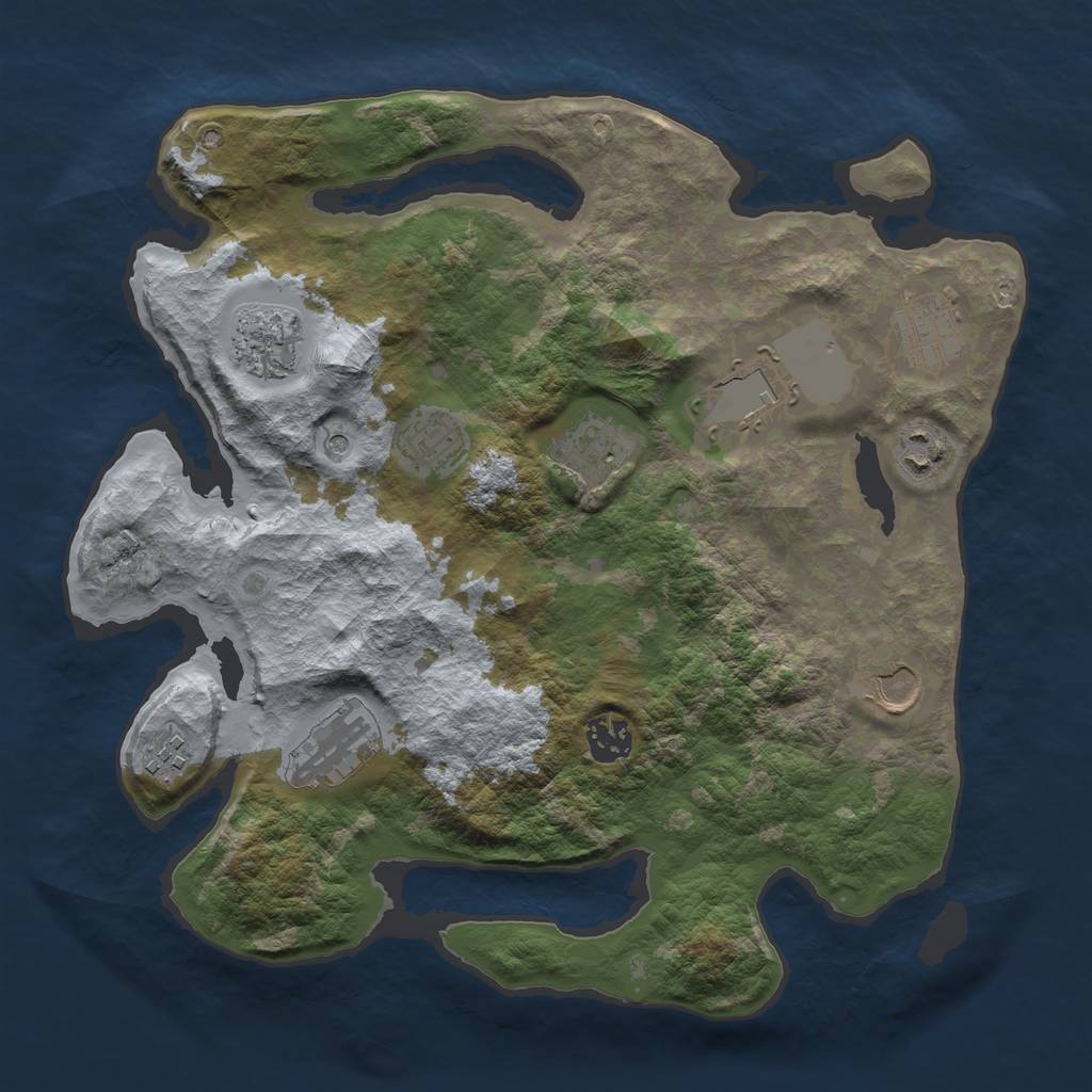 Rust Map: Barren, Size: 3500, Seed: 6169, 13 Monuments