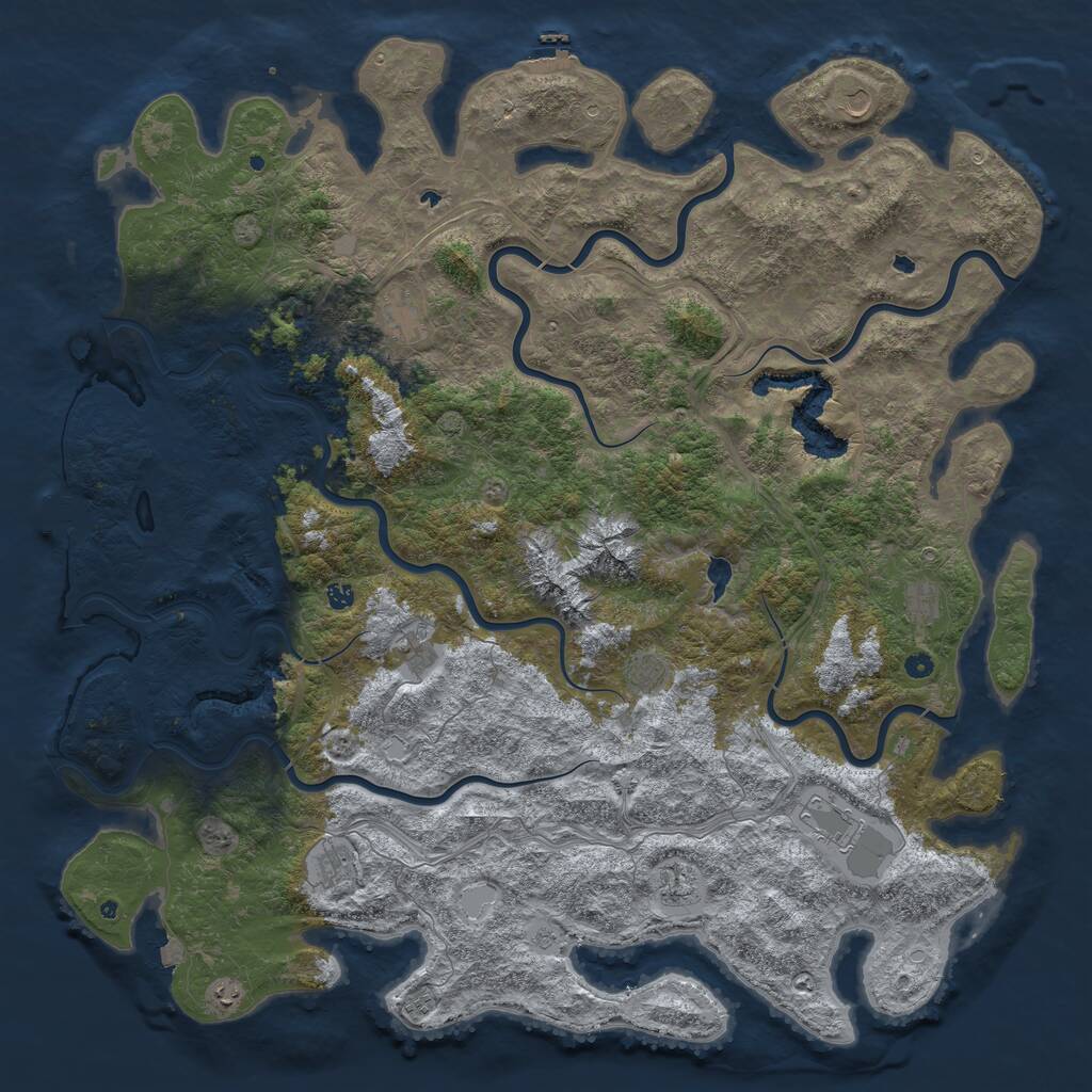 Rust Map: Procedural Map, Size: 6000, Seed: 100679410, 17 Monuments