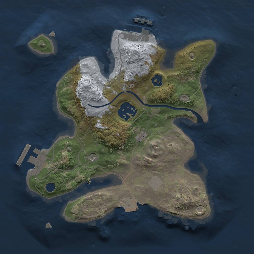 Rust Map: Procedural Map, Size: 2200, Seed: 48566, 5 Monuments