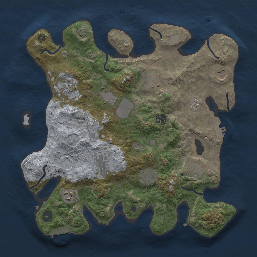 Rust Map: Procedural Map, Size: 3500, Seed: 77644, 18 Monuments