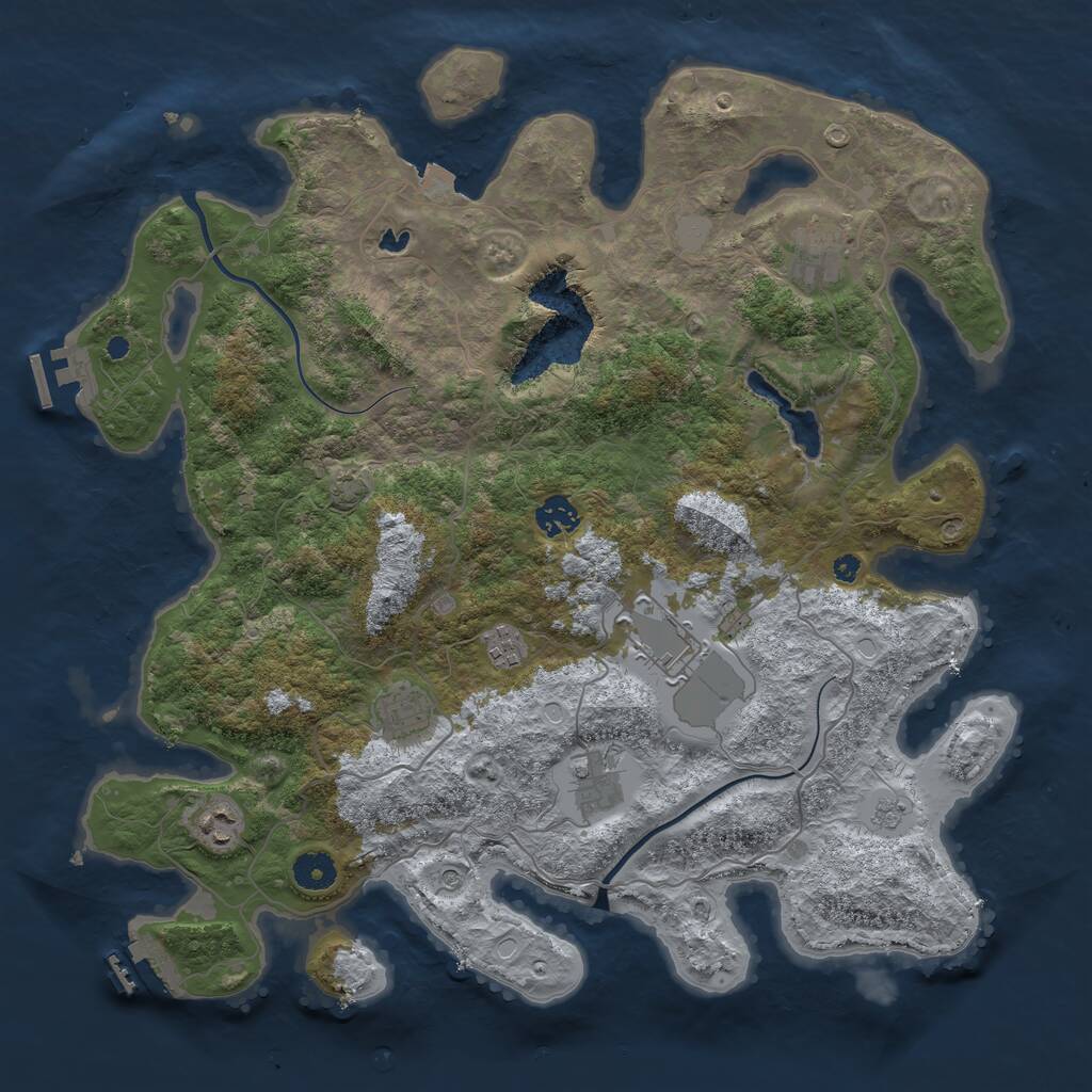 Rust Map: Procedural Map, Size: 4000, Seed: 706745775, 13 Monuments