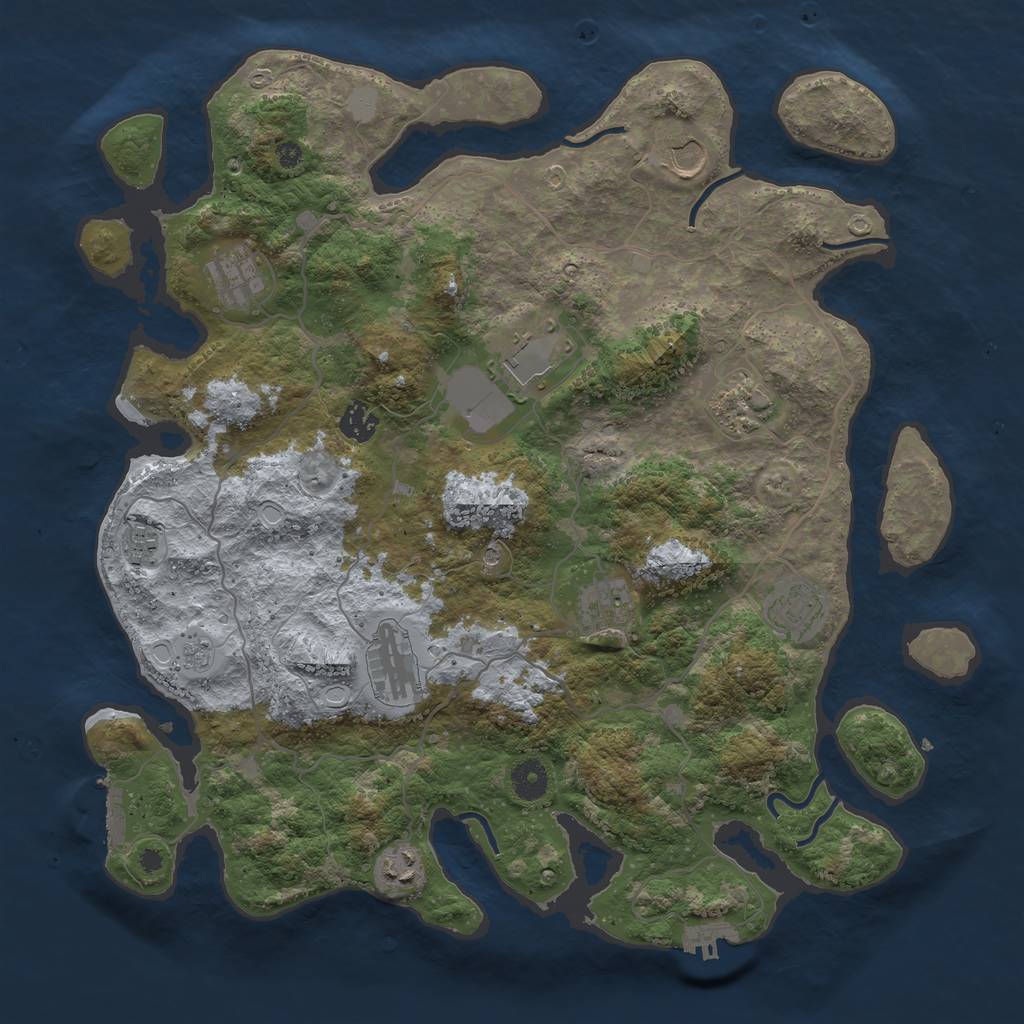 Rust Map: Procedural Map, Size: 4000, Seed: 1061848912, 17 Monuments