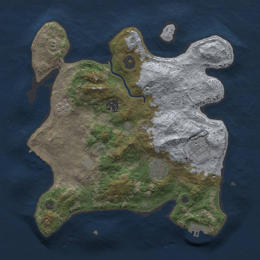 Rust Map: Procedural Map, Size: 3000, Seed: 741012, 13 Monuments