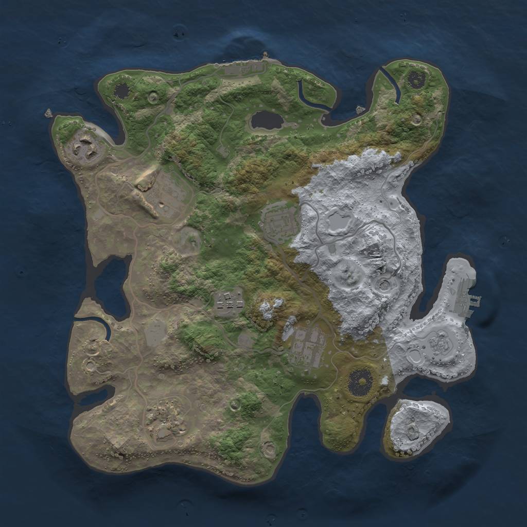 Rust Map: Procedural Map, Size: 3000, Seed: 182128, 15 Monuments
