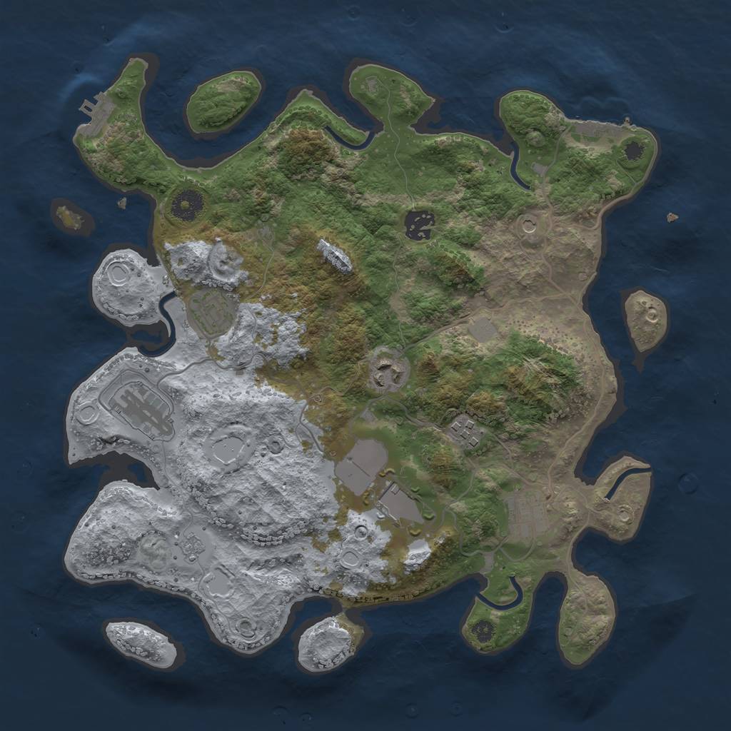 Rust Map: Procedural Map, Size: 3500, Seed: 76443070, 16 Monuments