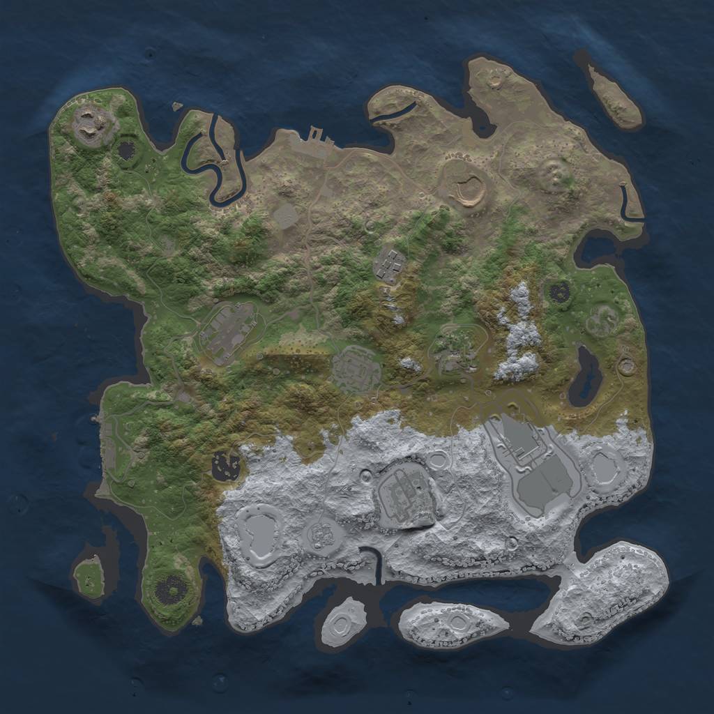 Rust Map: Procedural Map, Size: 3500, Seed: 1159875985, 17 Monuments