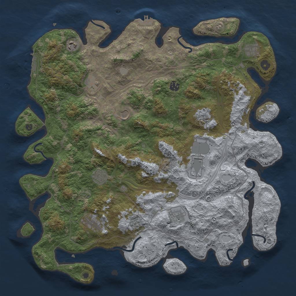 Rust Map: Procedural Map, Size: 4500, Seed: 380107616, 20 Monuments