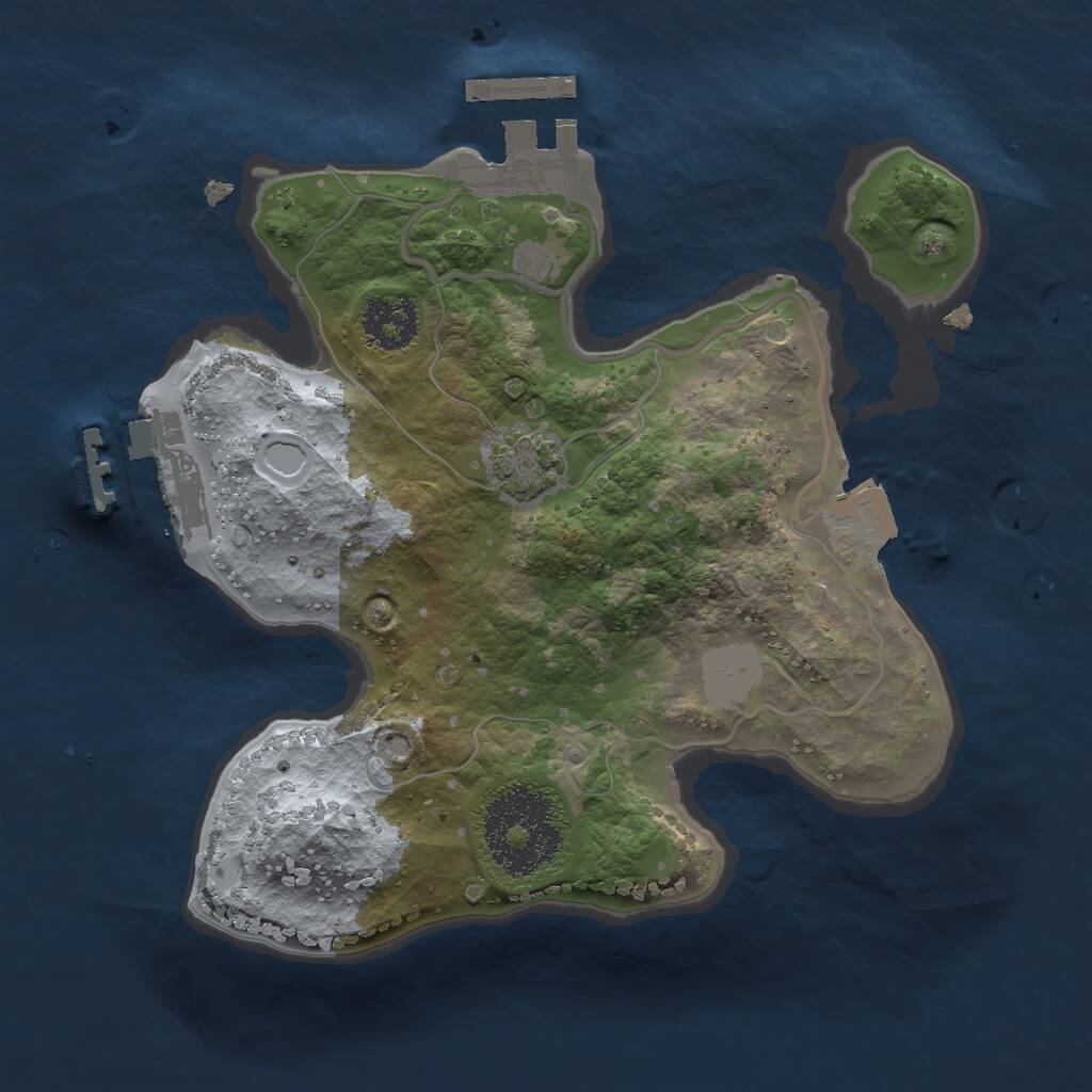 Rust Map: Procedural Map, Size: 2000, Seed: 1717597390, 4 Monuments