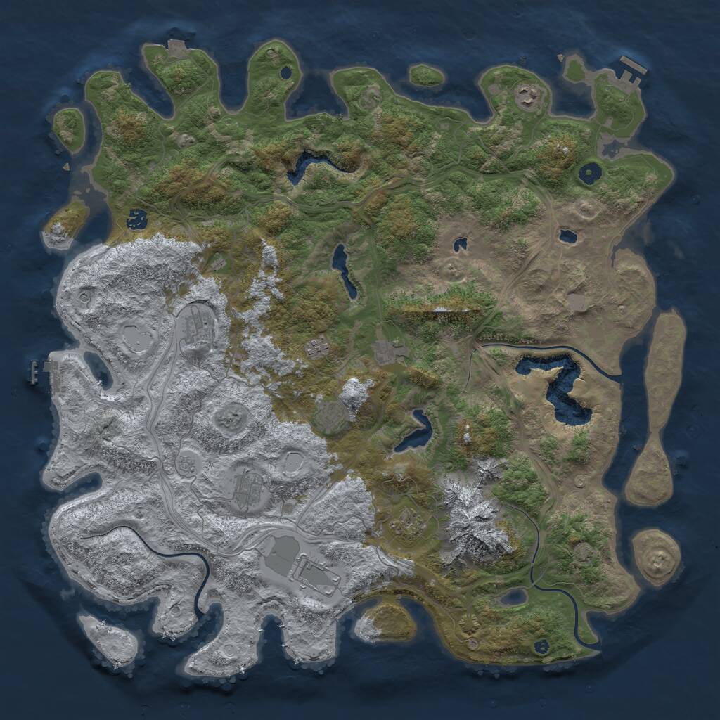 Rust Map: Procedural Map, Size: 5000, Seed: 1611070345, 15 Monuments