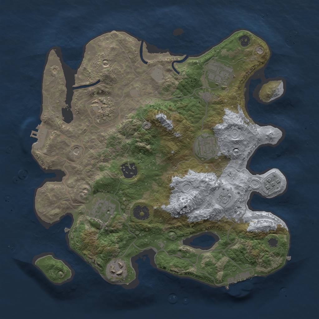 Rust Map: Procedural Map, Size: 3000, Seed: 733702002, 16 Monuments