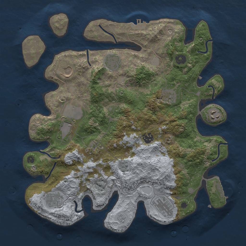 Rust Map: Procedural Map, Size: 3500, Seed: 435943080, 19 Monuments