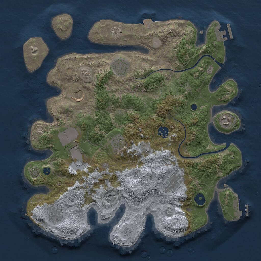 Rust Map: Procedural Map, Size: 3500, Seed: 435943080, 15 Monuments