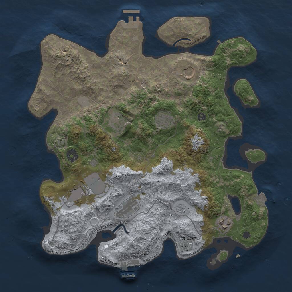 Rust Map: Procedural Map, Size: 3500, Seed: 46273713, 13 Monuments