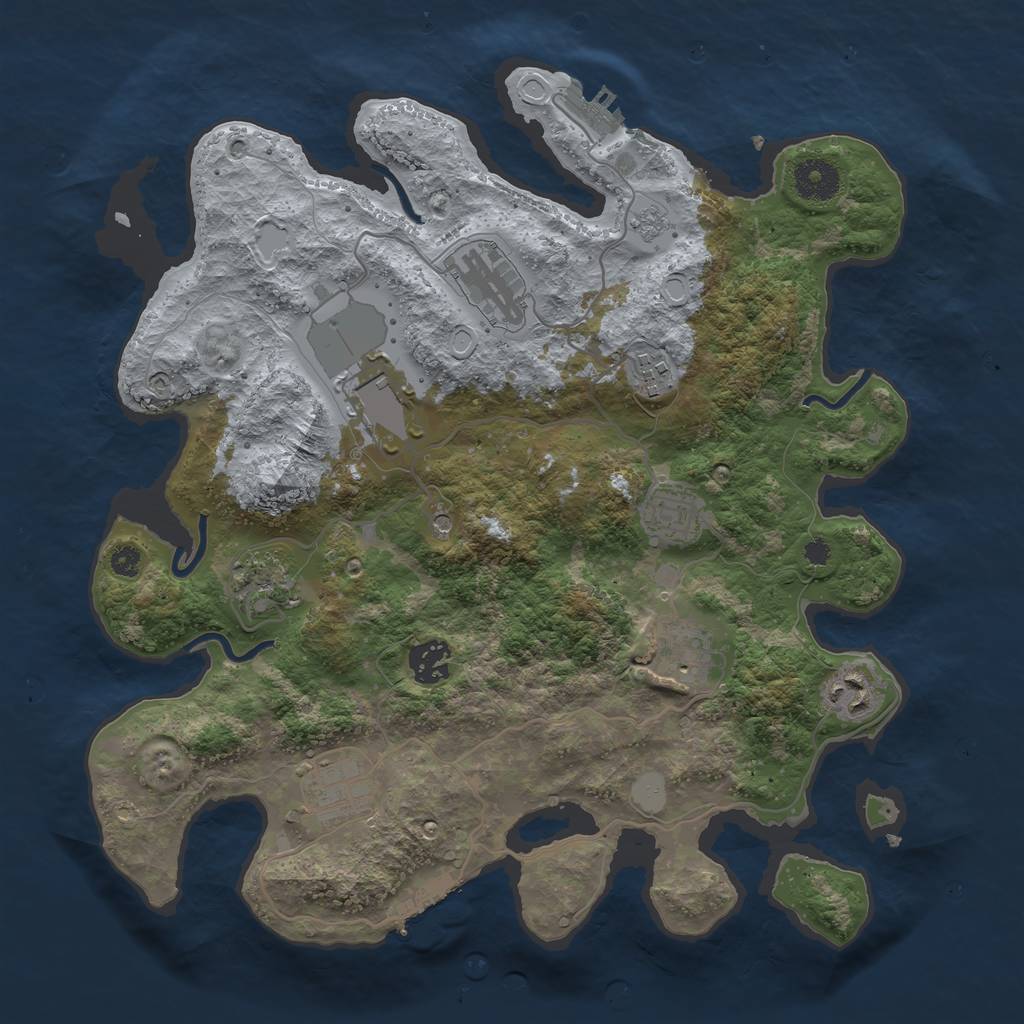 Rust Map: Procedural Map, Size: 3500, Seed: 3267, 18 Monuments