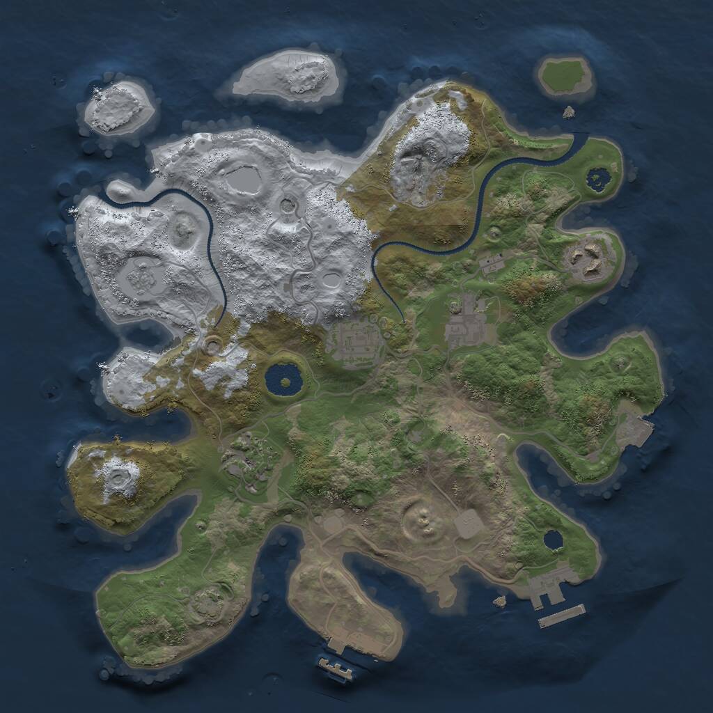 Rust Map: Procedural Map, Size: 3000, Seed: 63923601, 10 Monuments