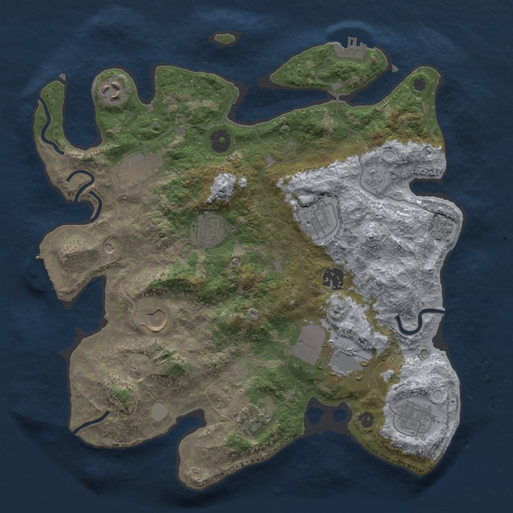 Rust Map: Procedural Map, Size: 3500, Seed: 948098100, 17 Monuments