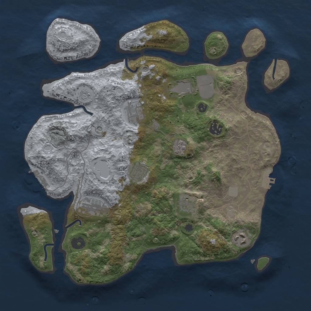Rust Map: Procedural Map, Size: 3500, Seed: 874122678, 17 Monuments