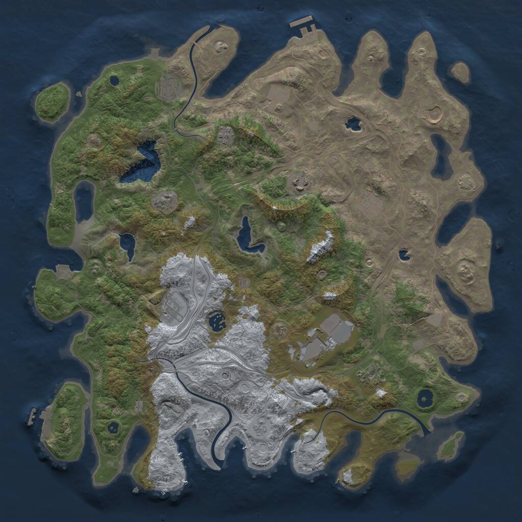 Rust Map: Procedural Map, Size: 4500, Seed: 2072019, 16 Monuments