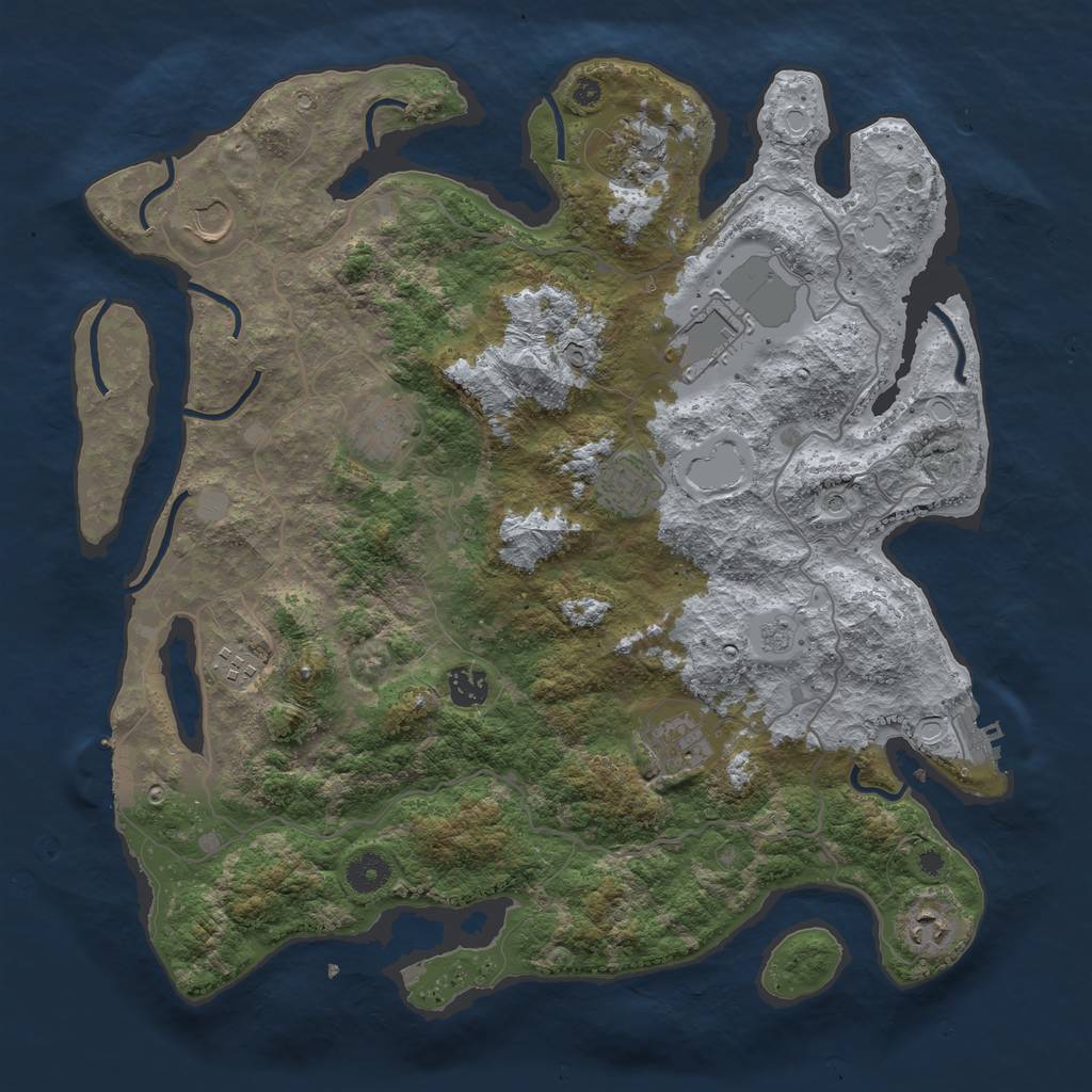 Rust Map: Procedural Map, Size: 4000, Seed: 1073440705, 18 Monuments
