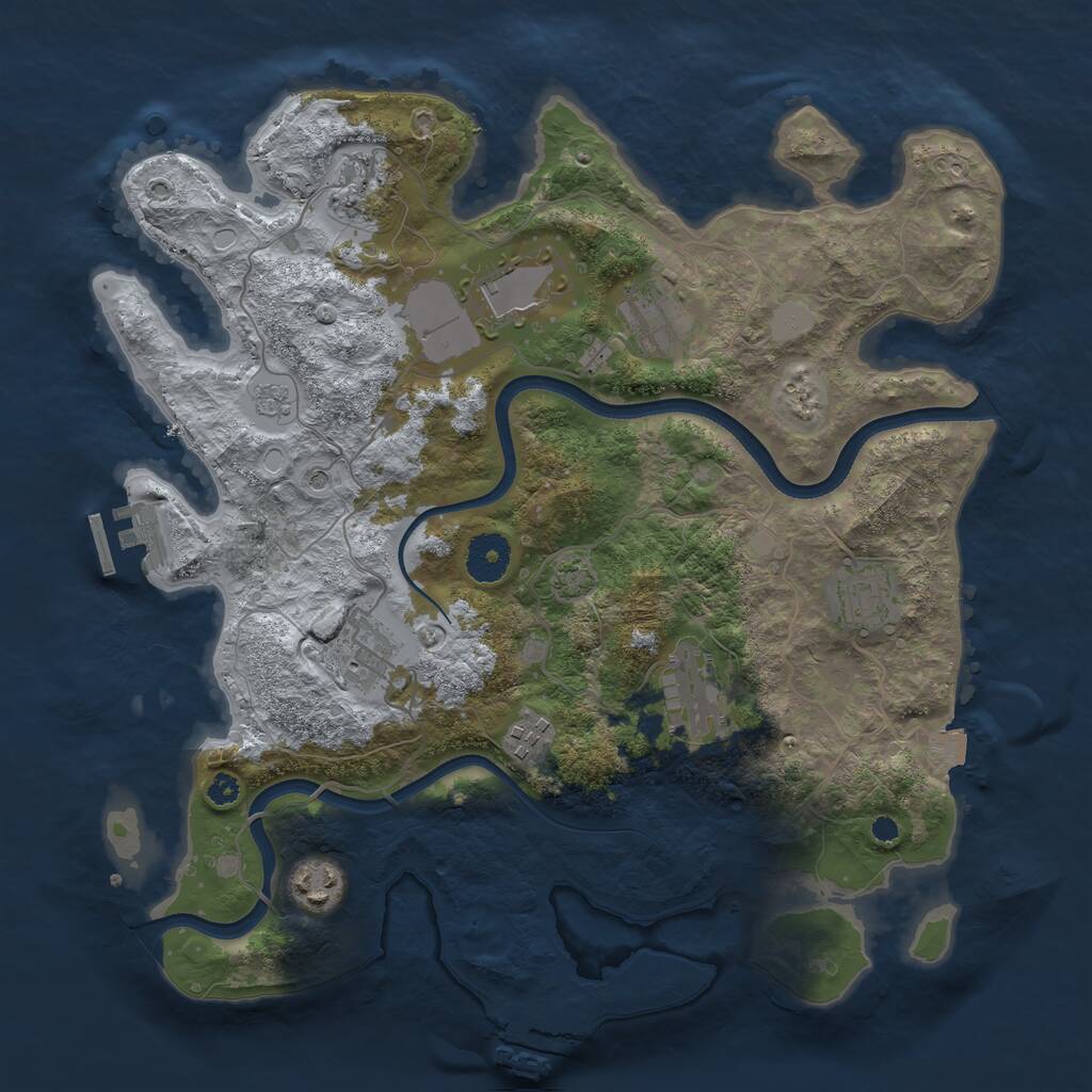 Rust Map: Procedural Map, Size: 3500, Seed: 1871668860, 14 Monuments
