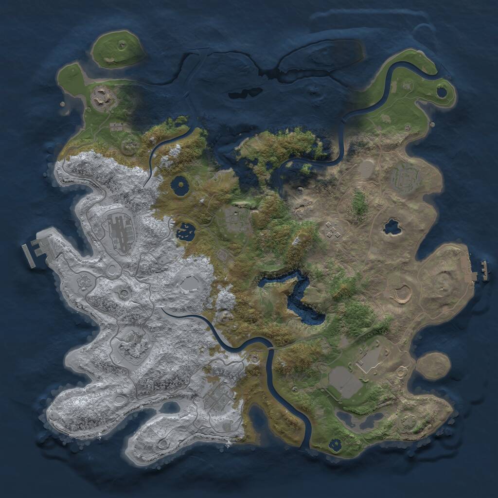 Rust Map: Procedural Map, Size: 4000, Seed: 816743410, 16 Monuments
