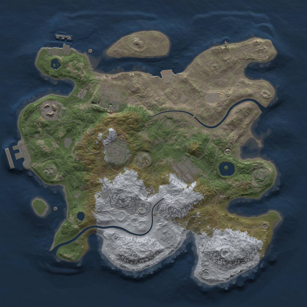 Rust Map: Procedural Map, Size: 3000, Seed: 611146706, 10 Monuments