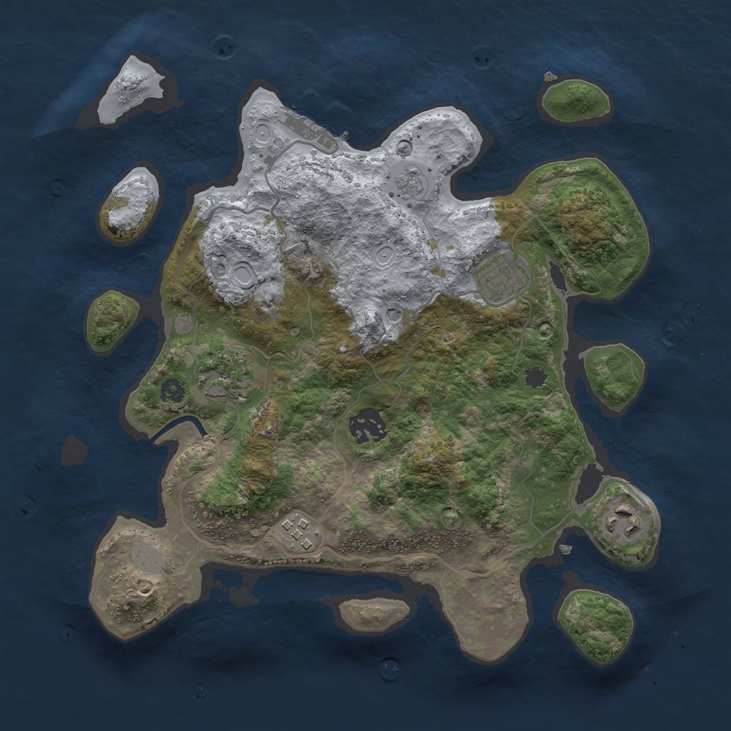 Rust Map: Procedural Map, Size: 3000, Seed: 41385, 13 Monuments