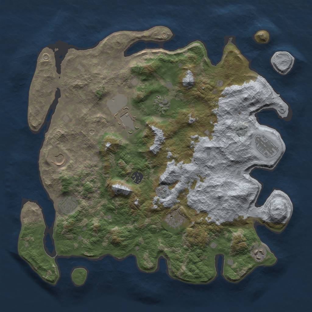 Rust Map: Barren, Size: 4000, Seed: 2009922050, 12 Monuments