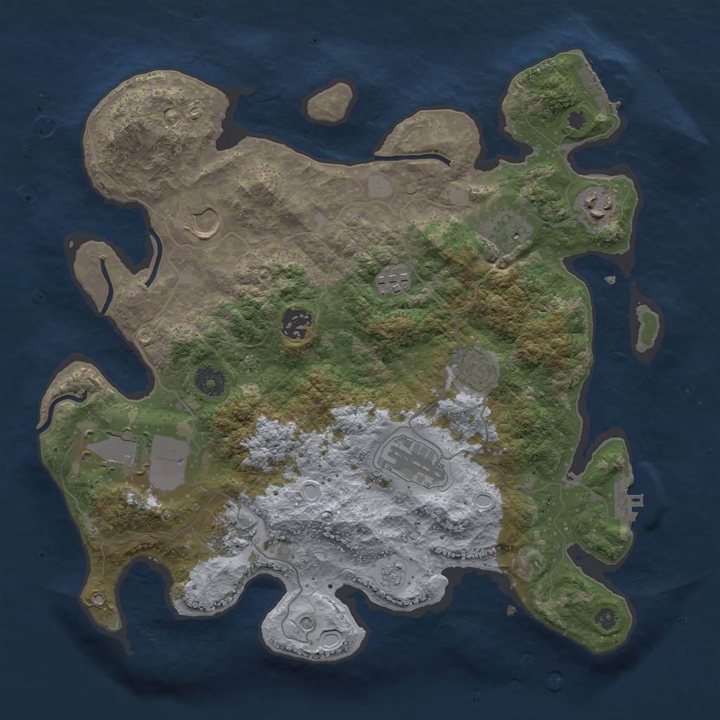 Rust Map: Procedural Map, Size: 3500, Seed: 96983142, 18 Monuments