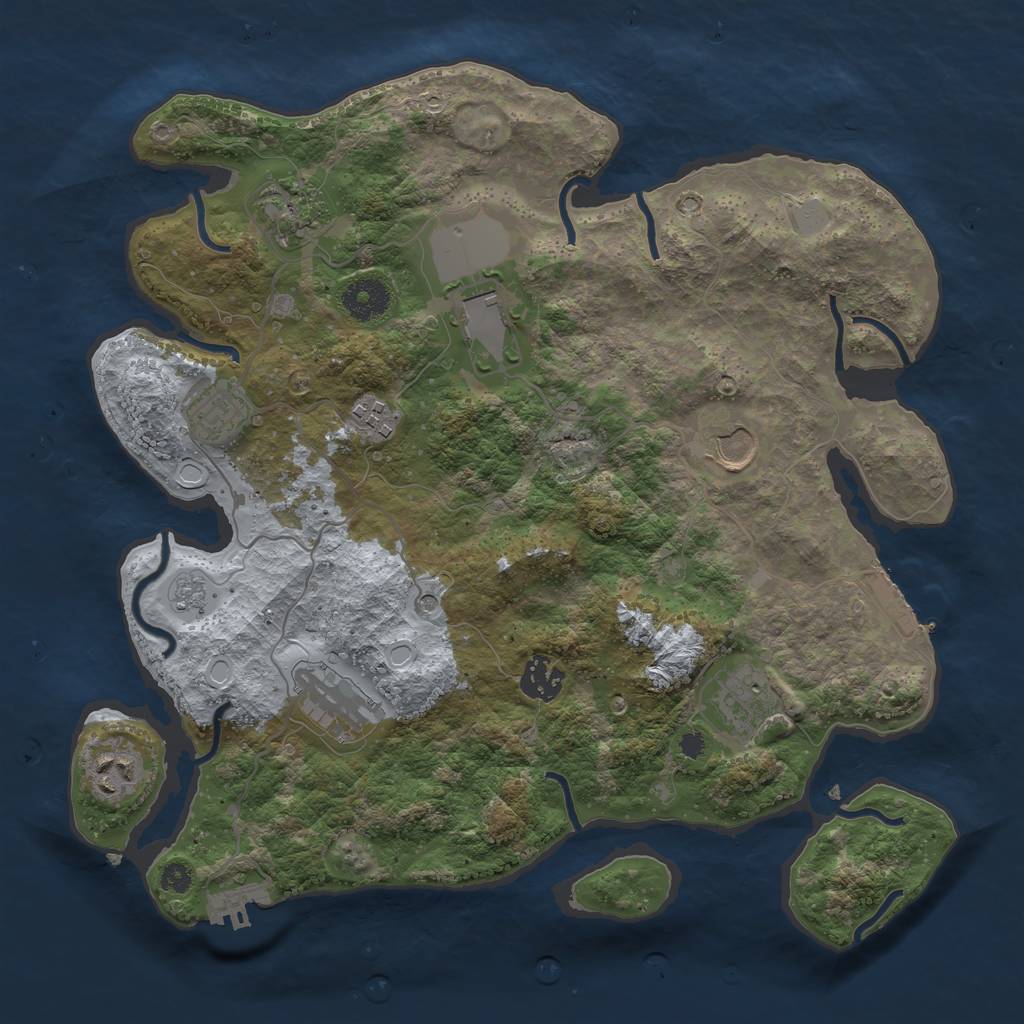 Rust Map: Procedural Map, Size: 3500, Seed: 1260245386, 18 Monuments