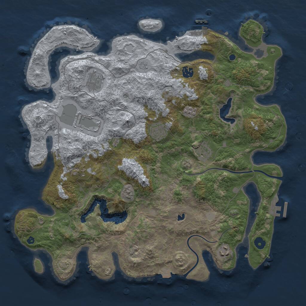 Rust Map: Procedural Map, Size: 4000, Seed: 18300249, 14 Monuments