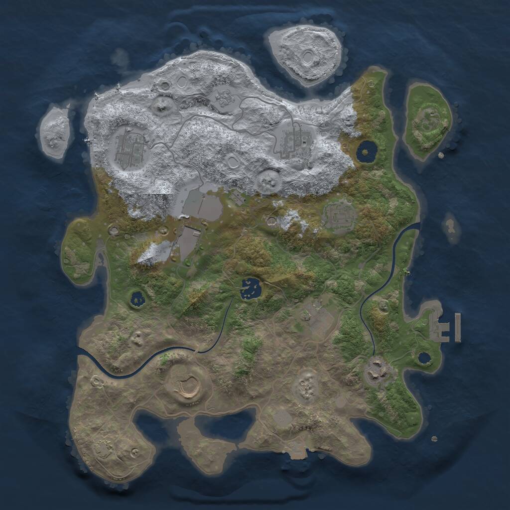 Rust Map: Procedural Map, Size: 3500, Seed: 857905836, 13 Monuments