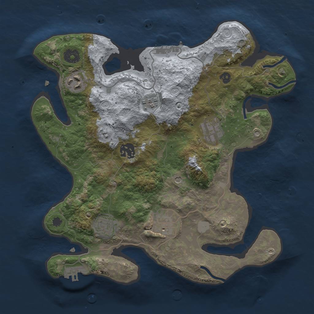 Rust Map: Procedural Map, Size: 3000, Seed: 423456, 14 Monuments