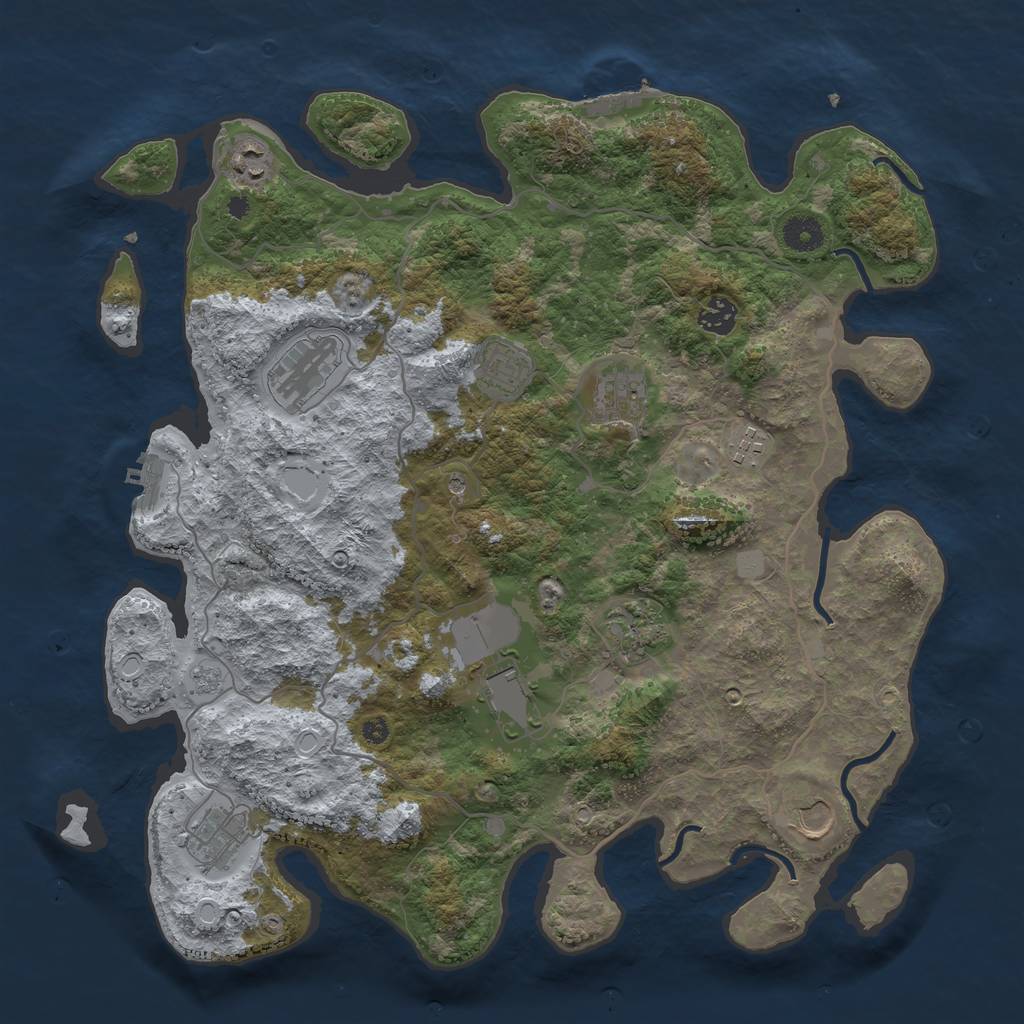 Rust Map: Procedural Map, Size: 4000, Seed: 1127605606, 17 Monuments