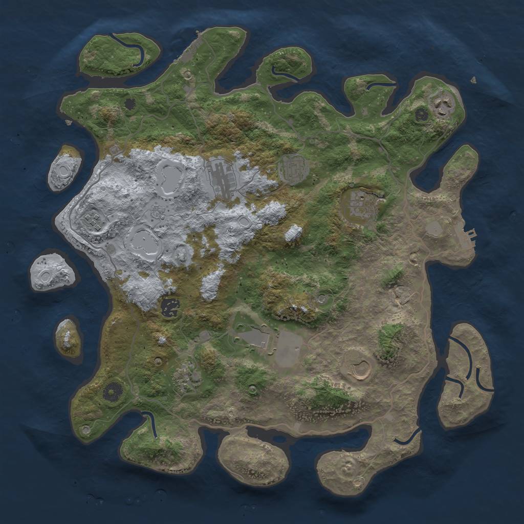 Rust Map: Procedural Map, Size: 4000, Seed: 385407, 18 Monuments