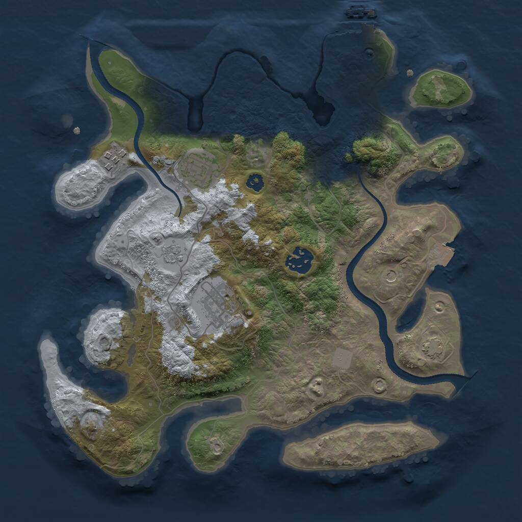 Rust Map: Procedural Map, Size: 3000, Seed: 409592599, 9 Monuments