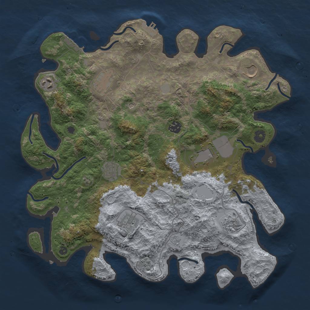 Rust Map: Procedural Map, Size: 3750, Seed: 1397130425, 18 Monuments