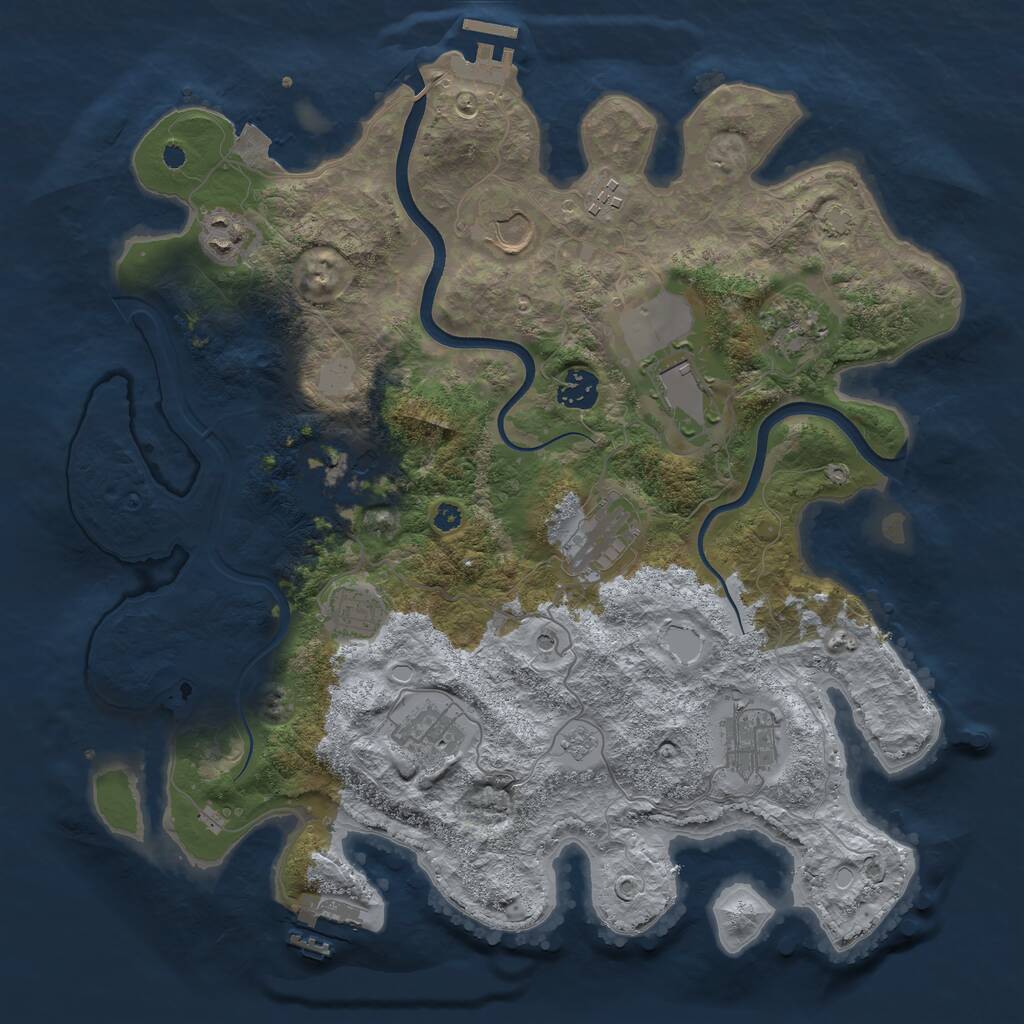 Rust Map: Procedural Map, Size: 3750, Seed: 1397130425, 17 Monuments