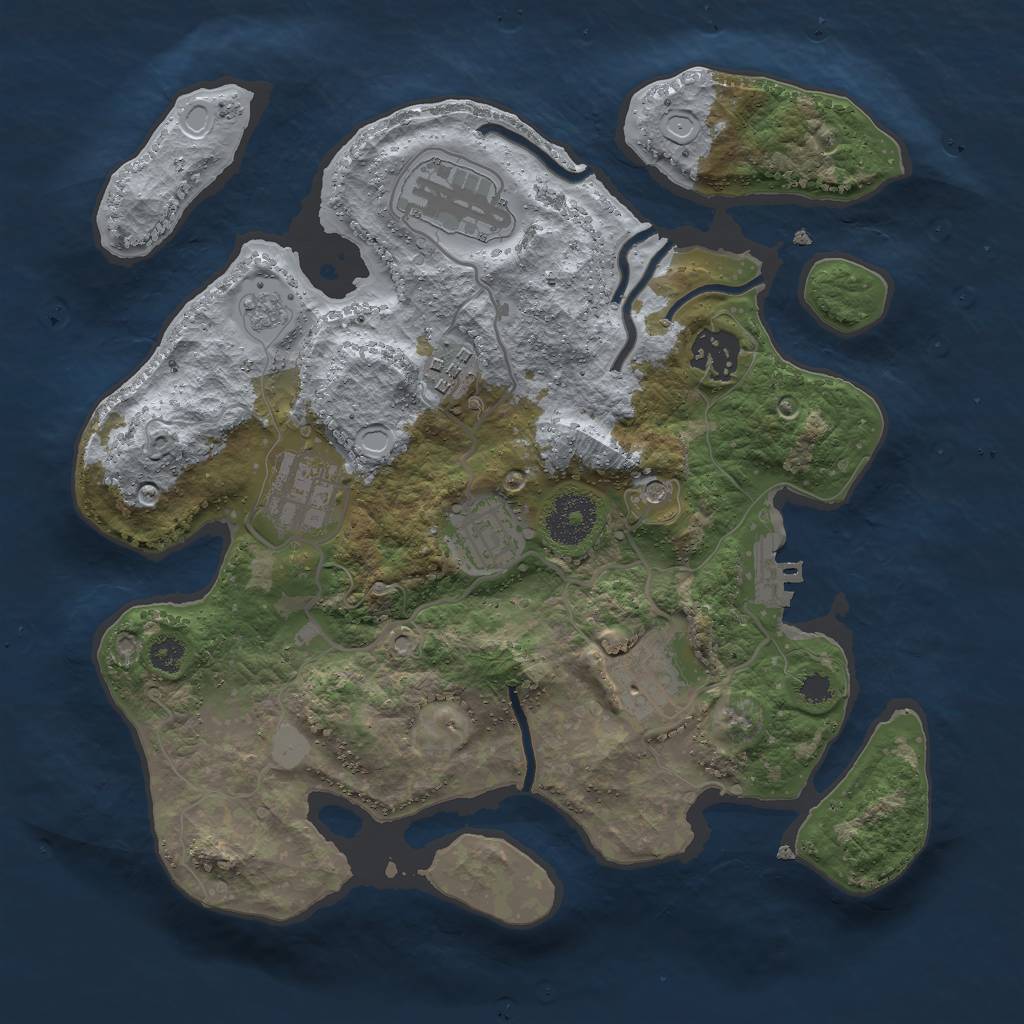 Rust Map: Procedural Map, Size: 3000, Seed: 321934501, 12 Monuments