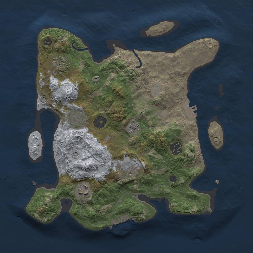Rust Map: Procedural Map, Size: 3000, Seed: 749820859, 14 Monuments