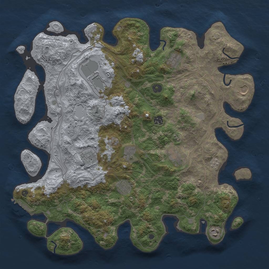 Rust Map: Procedural Map, Size: 4250, Seed: 4569, 17 Monuments