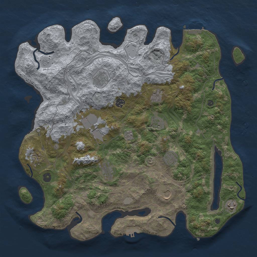 Rust Map: Procedural Map, Size: 4250, Seed: 221186683, 20 Monuments