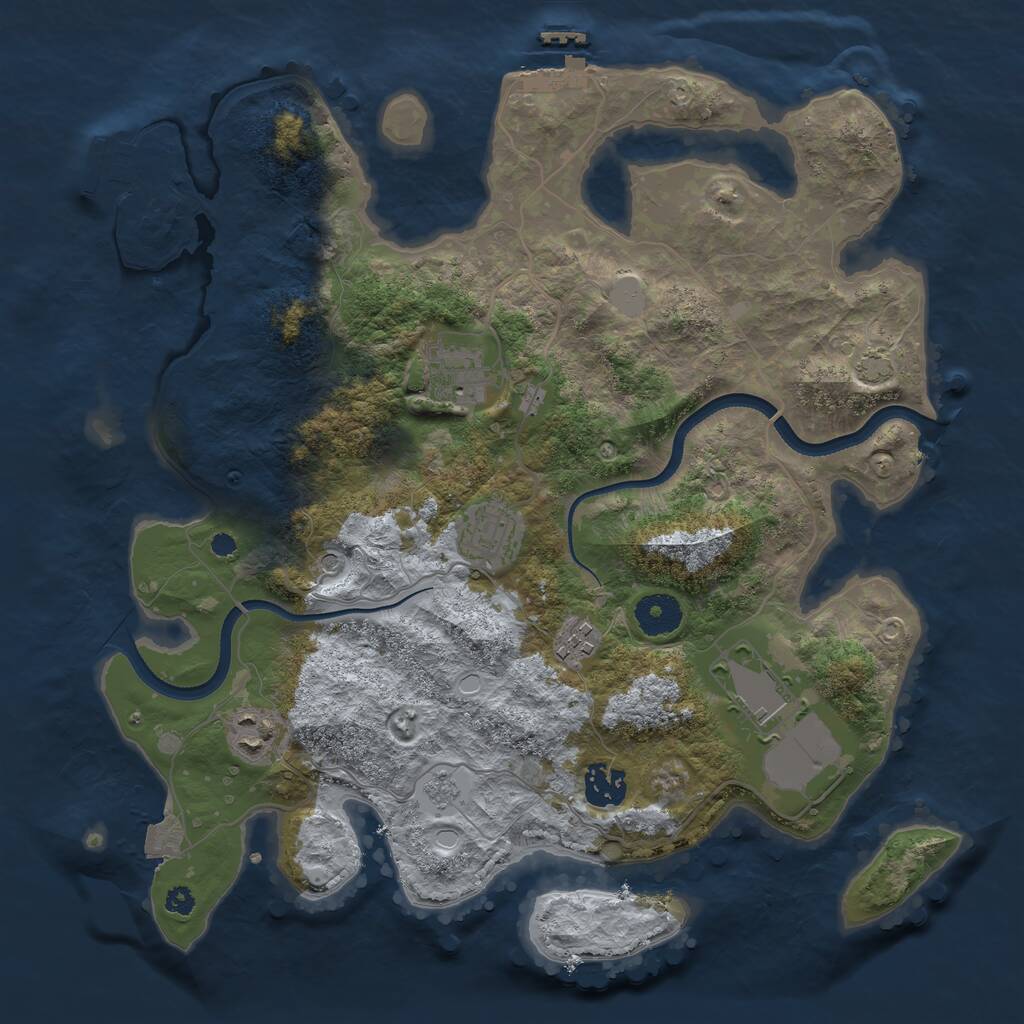 Rust Map: Procedural Map, Size: 3500, Seed: 631512, 12 Monuments