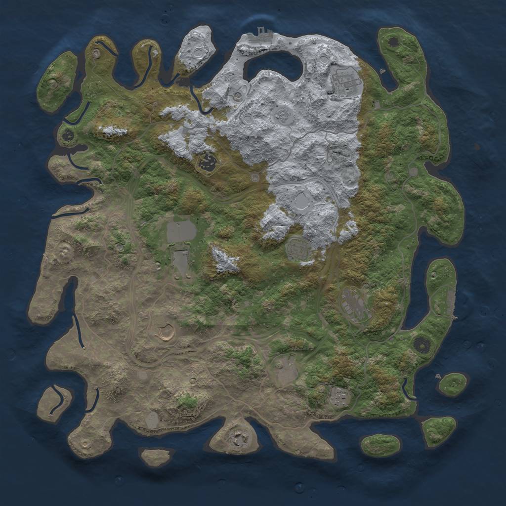 Rust Map: Procedural Map, Size: 4500, Seed: 37647, 18 Monuments