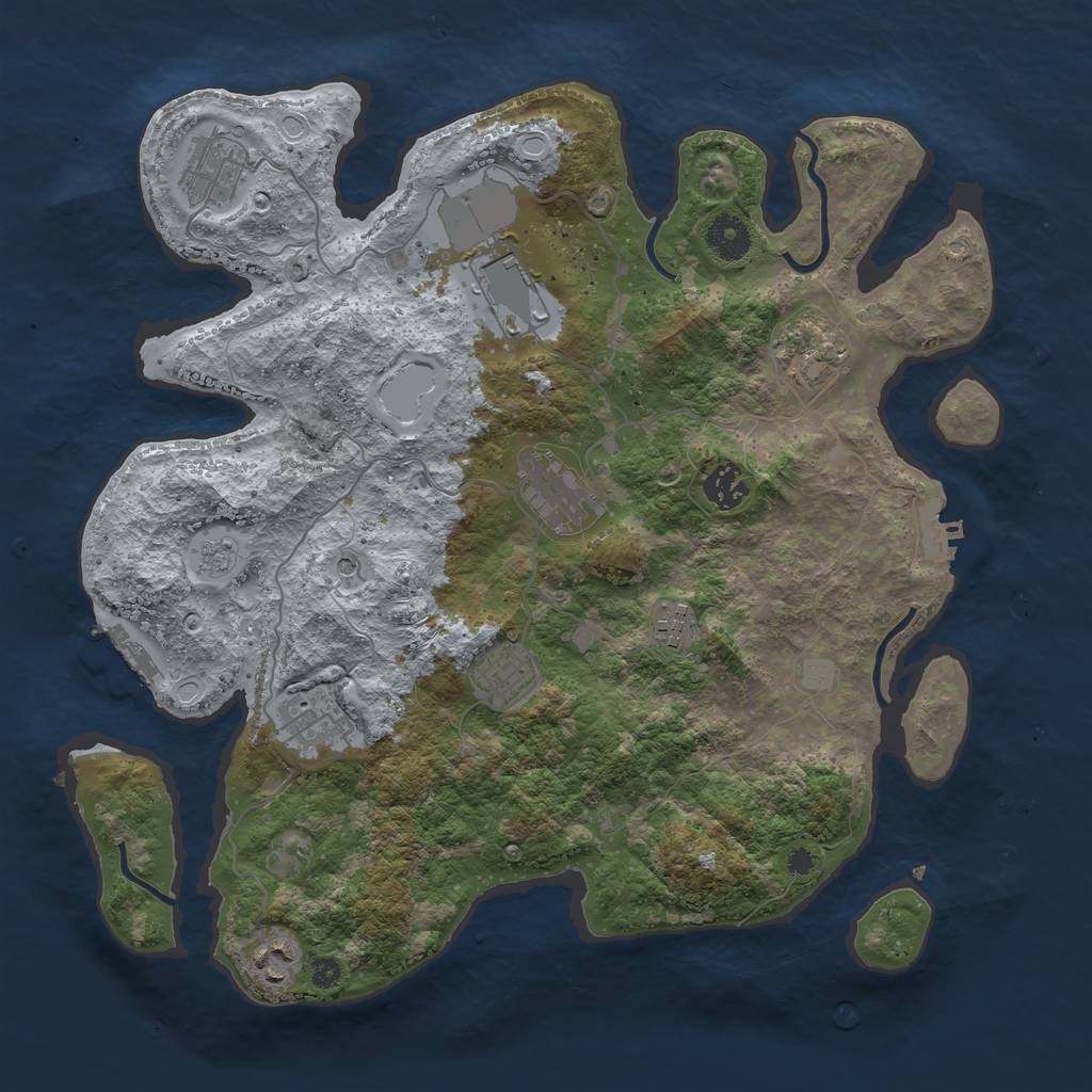 Rust Map: Procedural Map, Size: 3700, Seed: 874122678, 18 Monuments