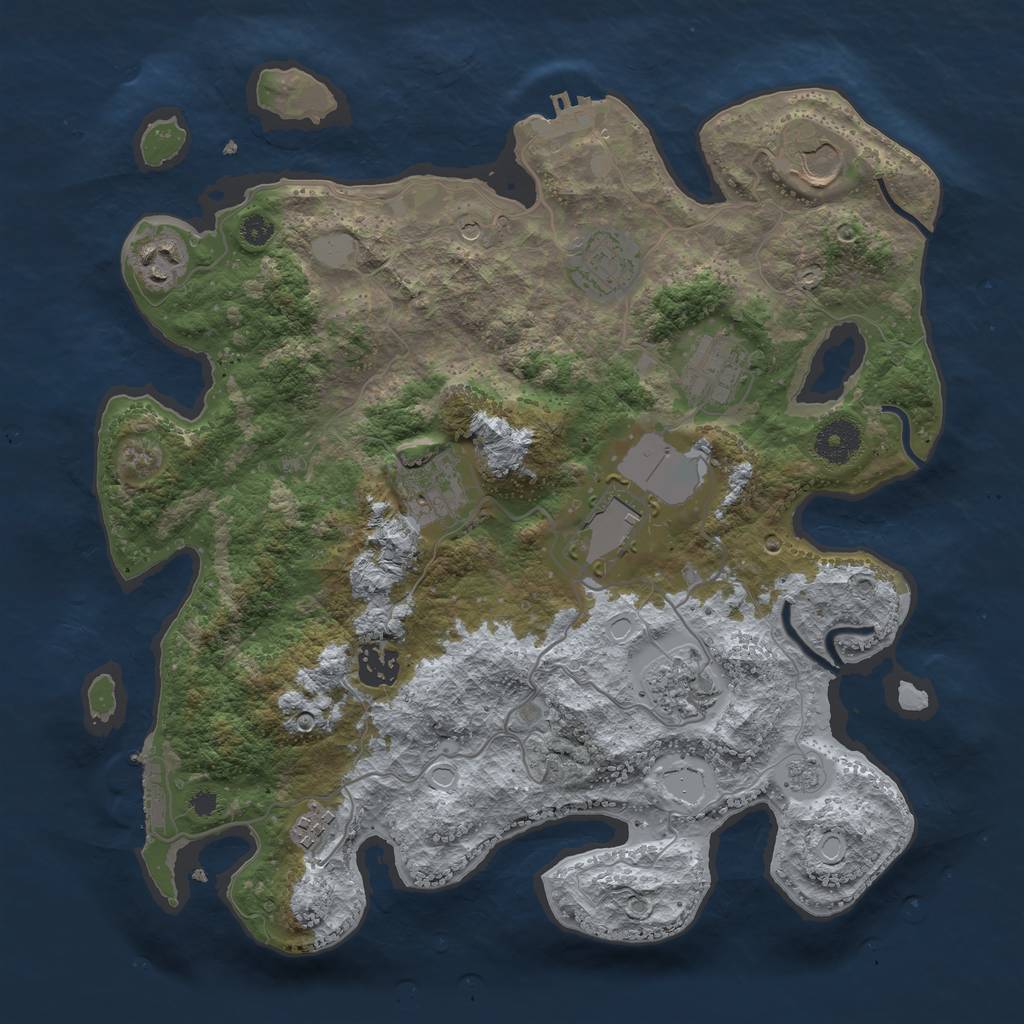 Rust Map: Procedural Map, Size: 3500, Seed: 8067319, 18 Monuments