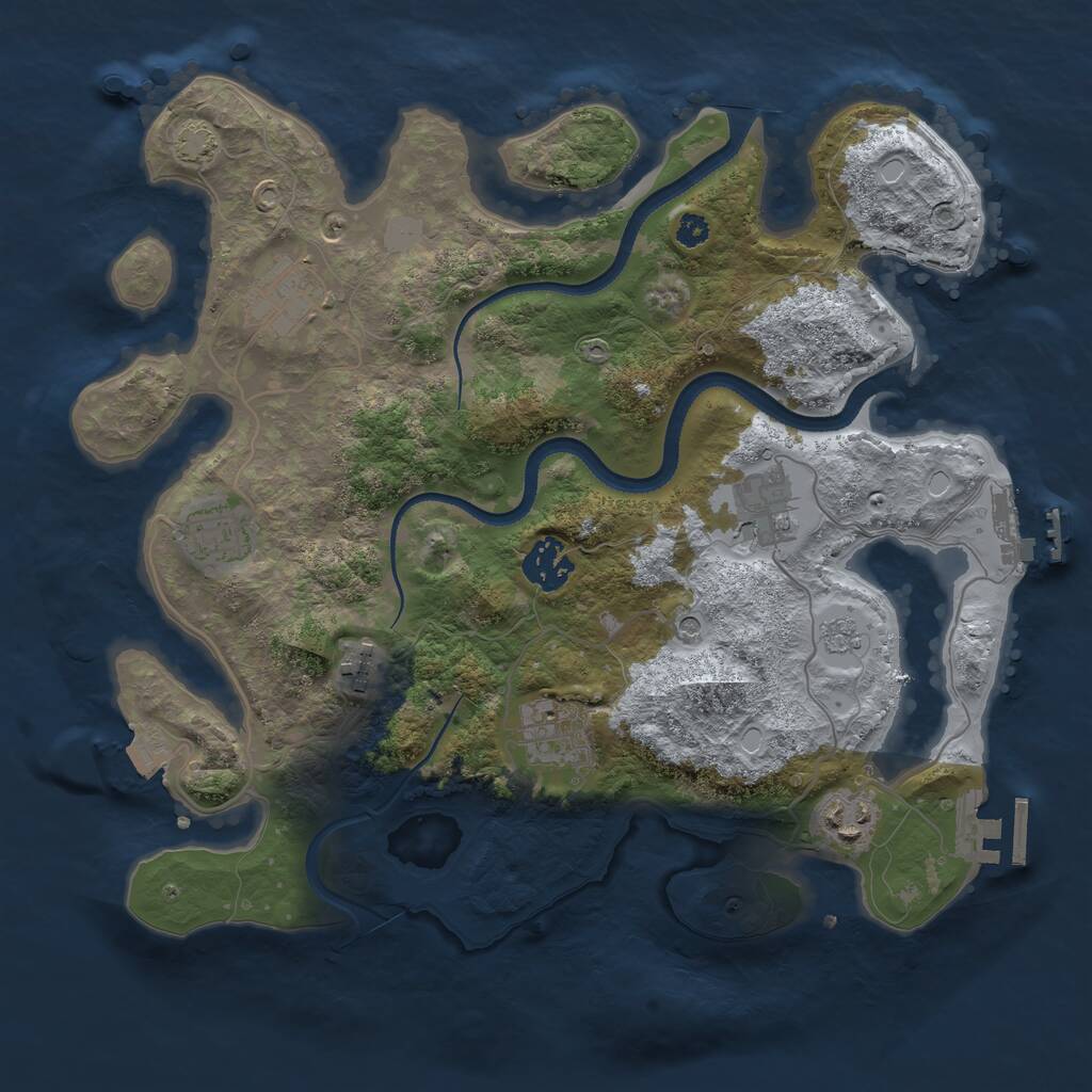 Rust Map: Procedural Map, Size: 3300, Seed: 53482, 13 Monuments