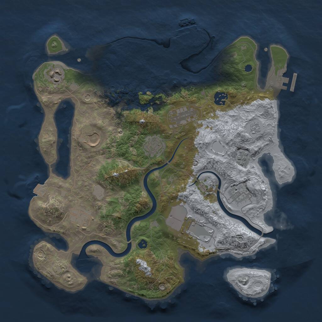 Rust Map: Procedural Map, Size: 3500, Seed: 1947443941, 15 Monuments