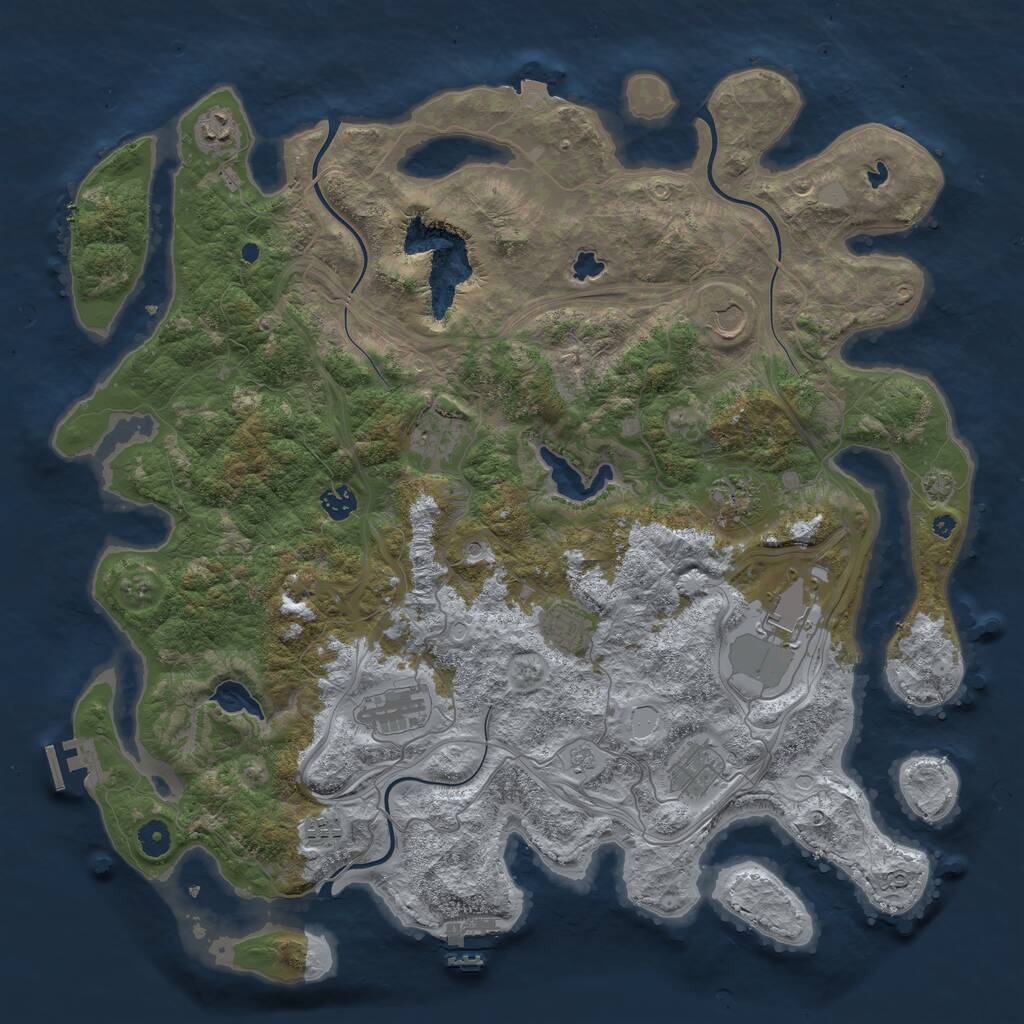 Rust Map: Procedural Map, Size: 4500, Seed: 191458177, 16 Monuments